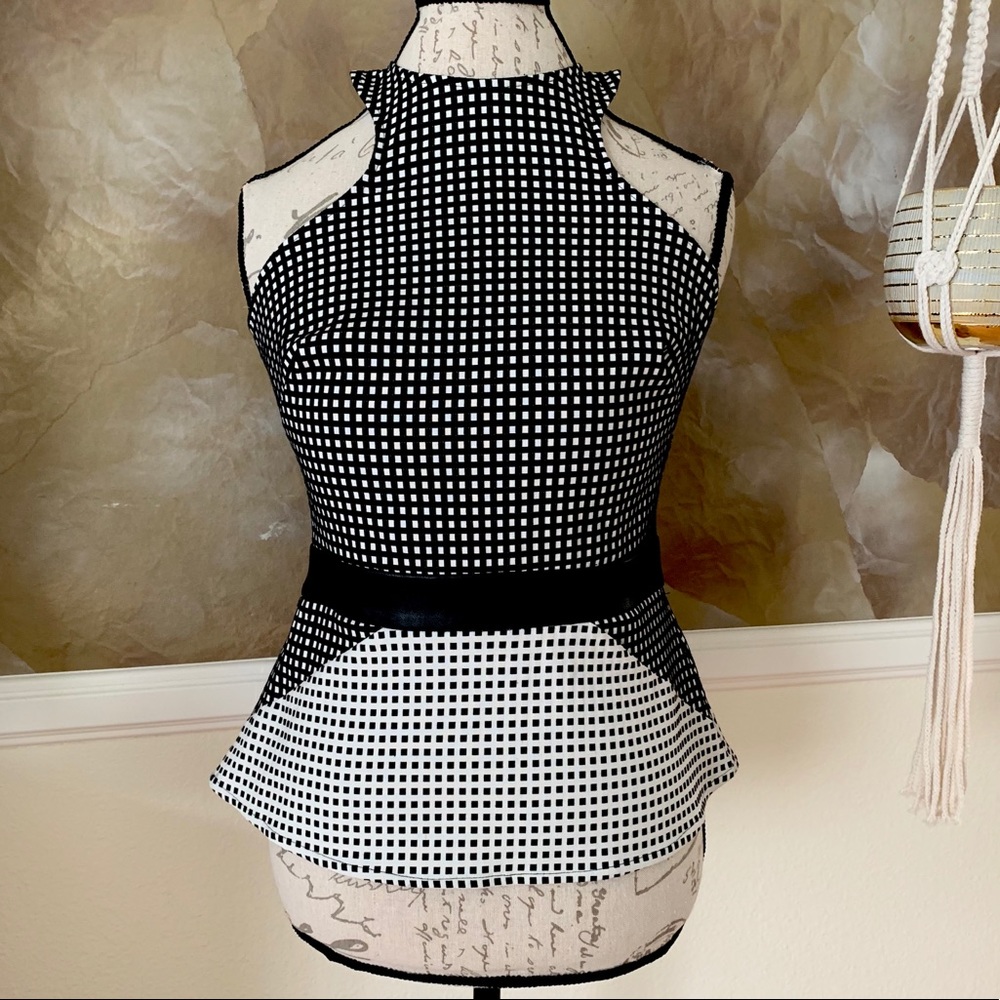 Bebe Grecian Halter Peplum top